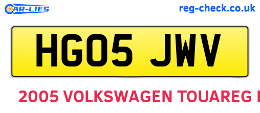 HG05JWV are the vehicle registration plates.