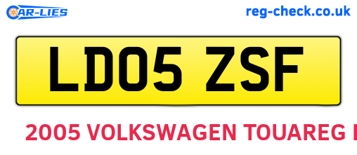 LD05ZSF are the vehicle registration plates.