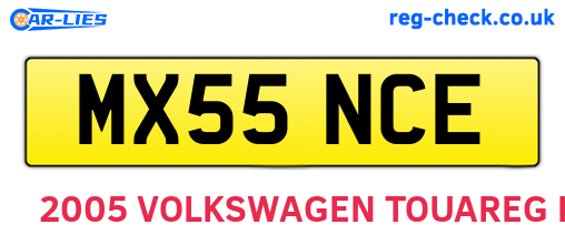 MX55NCE are the vehicle registration plates.