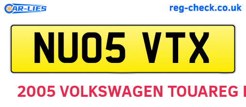 NU05VTX are the vehicle registration plates.