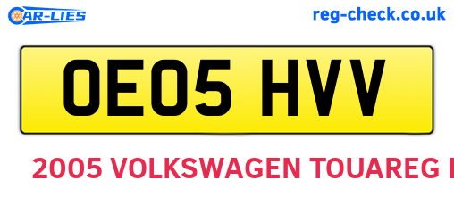 OE05HVV are the vehicle registration plates.