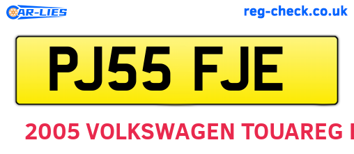 PJ55FJE are the vehicle registration plates.