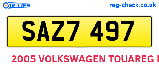 SAZ7497 are the vehicle registration plates.