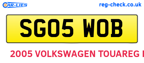 SG05WOB are the vehicle registration plates.