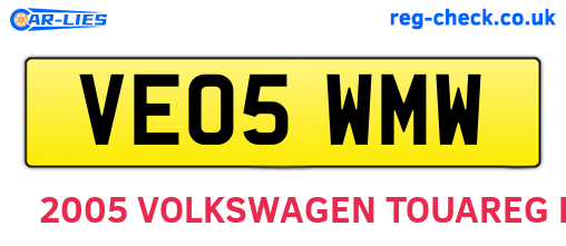 VE05WMW are the vehicle registration plates.