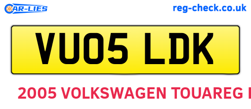 VU05LDK are the vehicle registration plates.