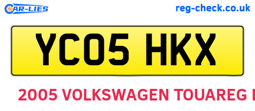 YC05HKX are the vehicle registration plates.