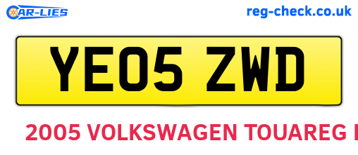 YE05ZWD are the vehicle registration plates.