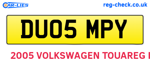 DU05MPY are the vehicle registration plates.