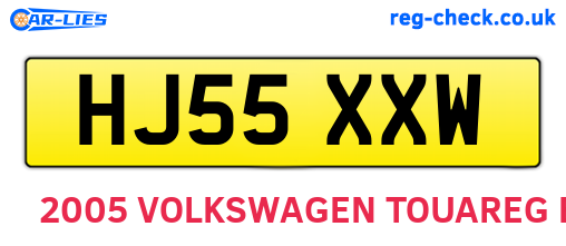 HJ55XXW are the vehicle registration plates.