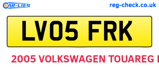 LV05FRK are the vehicle registration plates.
