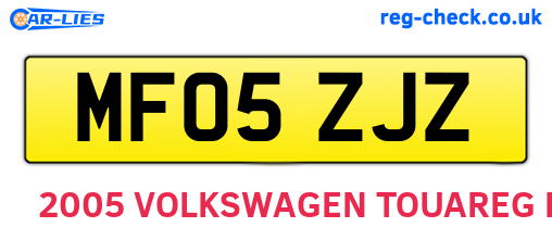 MF05ZJZ are the vehicle registration plates.