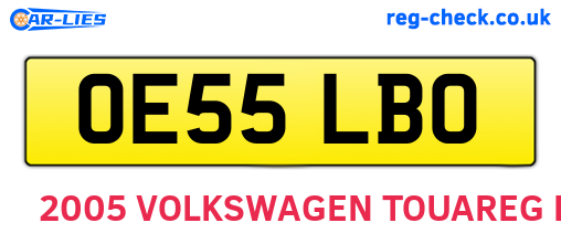 OE55LBO are the vehicle registration plates.