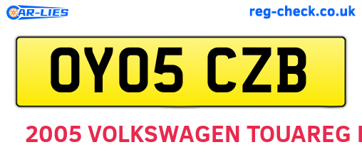 OY05CZB are the vehicle registration plates.