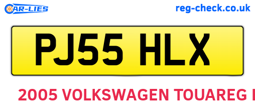 PJ55HLX are the vehicle registration plates.