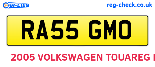 RA55GMO are the vehicle registration plates.