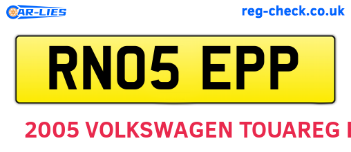 RN05EPP are the vehicle registration plates.