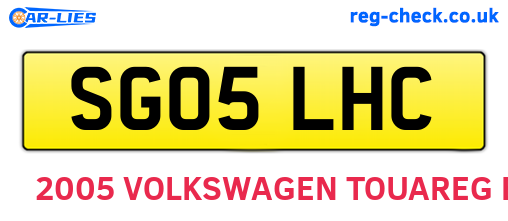 SG05LHC are the vehicle registration plates.