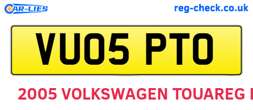 VU05PTO are the vehicle registration plates.