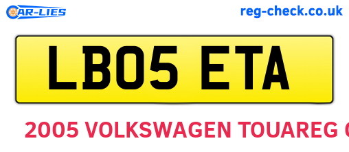 LB05ETA are the vehicle registration plates.