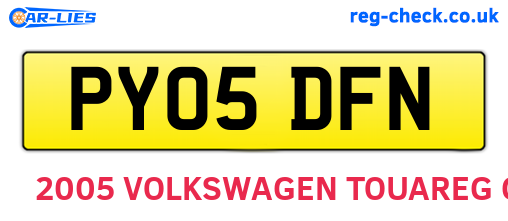 PY05DFN are the vehicle registration plates.