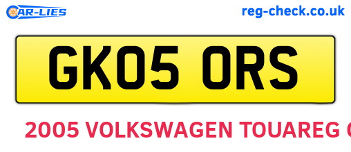 GK05ORS are the vehicle registration plates.