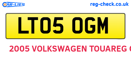 LT05OGM are the vehicle registration plates.