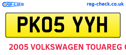 PK05YYH are the vehicle registration plates.