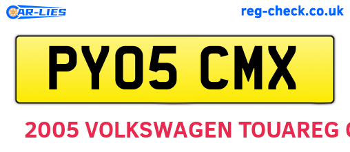 PY05CMX are the vehicle registration plates.