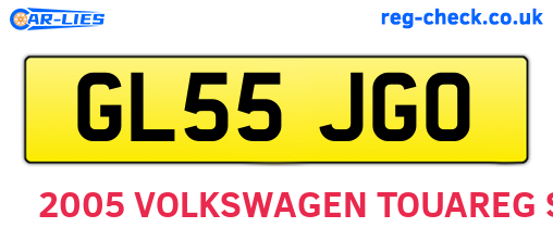 GL55JGO are the vehicle registration plates.