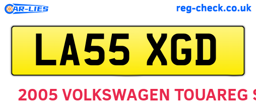 LA55XGD are the vehicle registration plates.