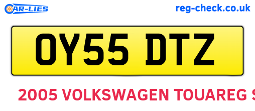 OY55DTZ are the vehicle registration plates.