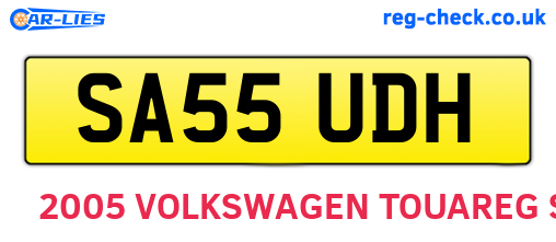 SA55UDH are the vehicle registration plates.