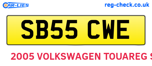 SB55CWE are the vehicle registration plates.
