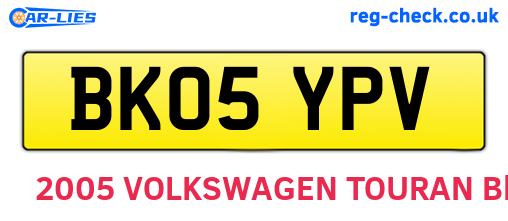 BK05YPV are the vehicle registration plates.