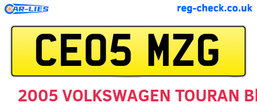 CE05MZG are the vehicle registration plates.