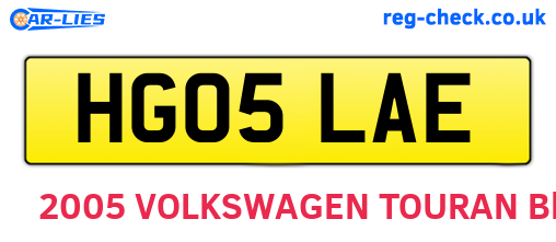 HG05LAE are the vehicle registration plates.