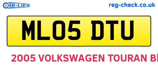 ML05DTU are the vehicle registration plates.