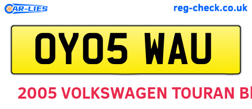 OY05WAU are the vehicle registration plates.
