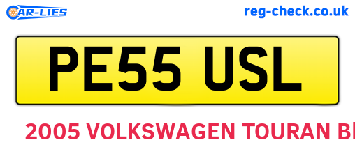 PE55USL are the vehicle registration plates.
