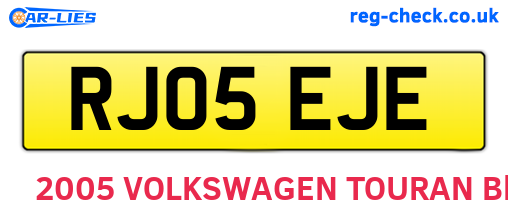 RJ05EJE are the vehicle registration plates.