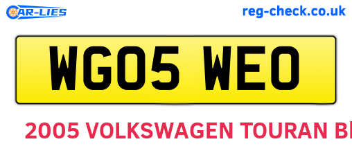 WG05WEO are the vehicle registration plates.