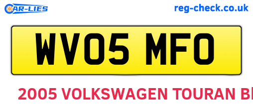 WV05MFO are the vehicle registration plates.