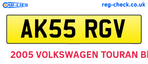 AK55RGV are the vehicle registration plates.