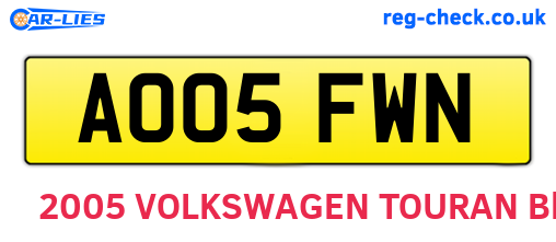 AO05FWN are the vehicle registration plates.