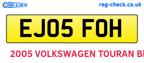 EJ05FOH are the vehicle registration plates.