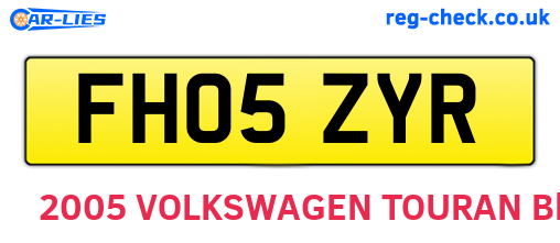 FH05ZYR are the vehicle registration plates.