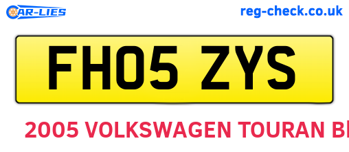 FH05ZYS are the vehicle registration plates.