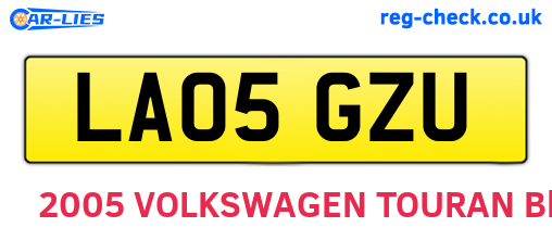 LA05GZU are the vehicle registration plates.