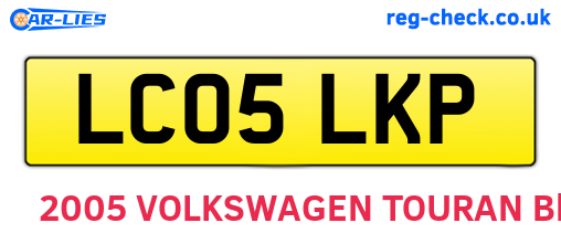 LC05LKP are the vehicle registration plates.